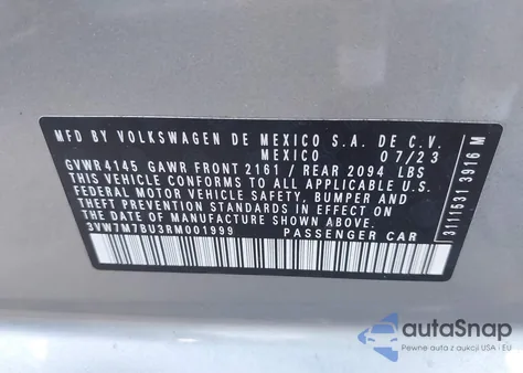 2024 Volkswagen Jetta 1.5T Se from USA, damaged, VIN 3VW7M7BU3RM001999